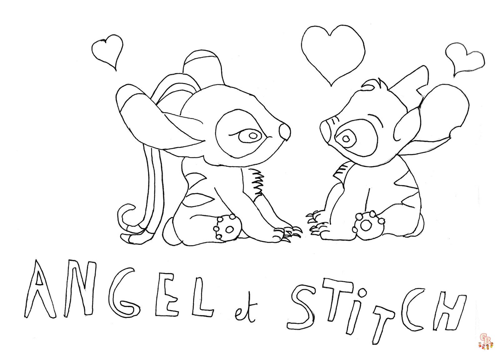 Coloriage Stitch et Angel