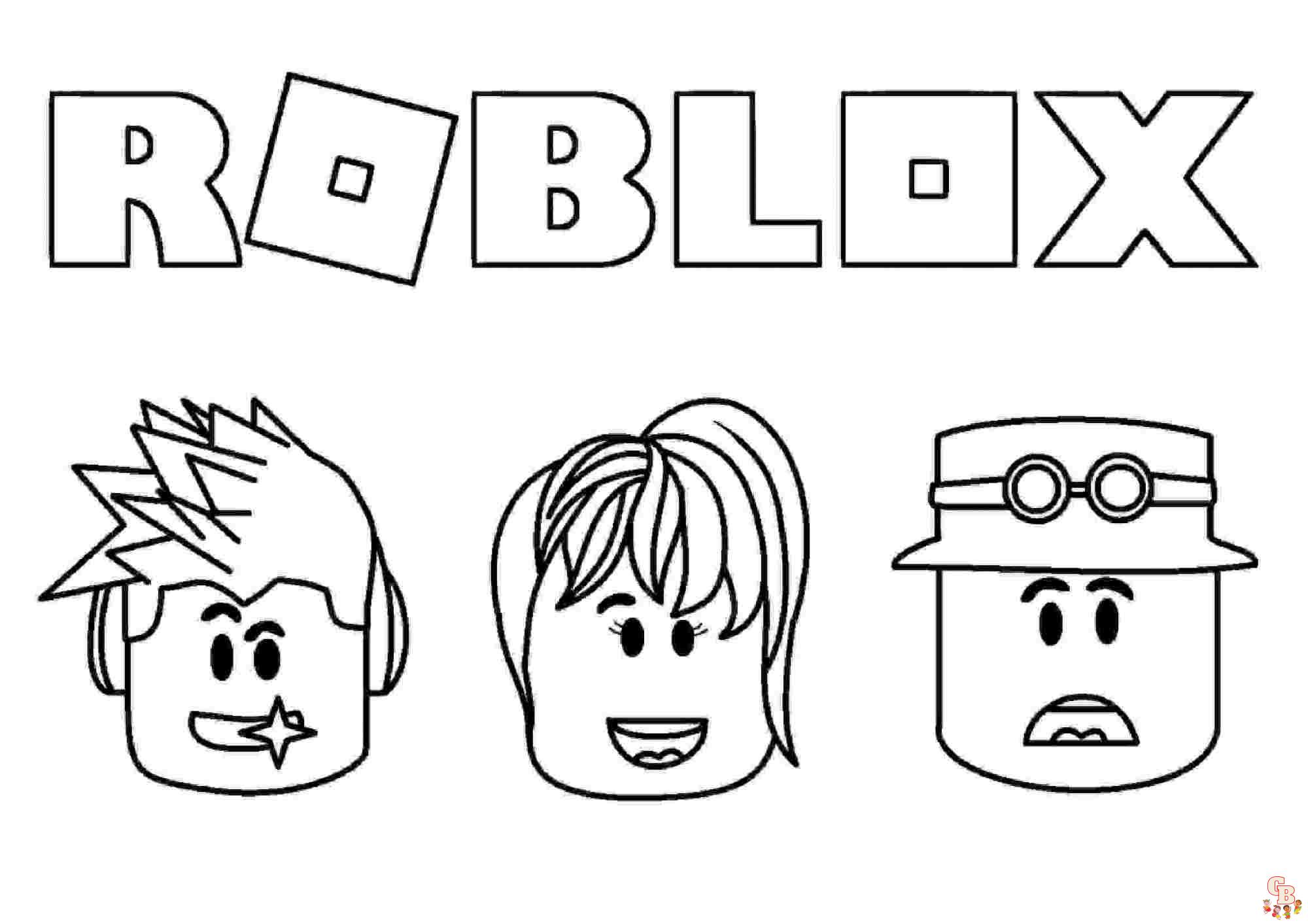 Coloriage gratuit Roblox pour les enfants - personnages, armes et équipements, logo et icône à colorier
