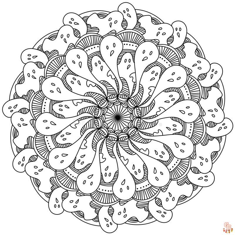 Coloriage Mandala dHalloween avec des fantomes